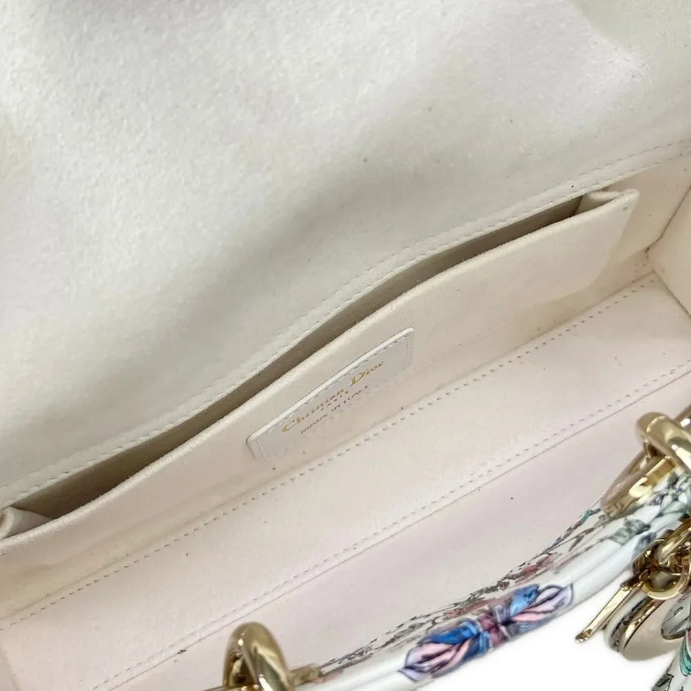 Christian Dior Lady D-Joy Bag Small/Lady D-Joy Handbag White Multi Pink